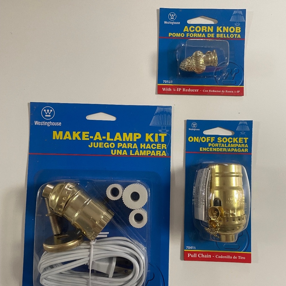 Westinghouse Make a Lamp kit plus socket and acorn knob lamp supplies